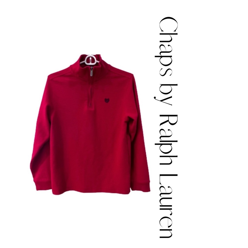 Chaps Like New Quarter Zip Red Pullover Size Youth Lg 14/16 EUC